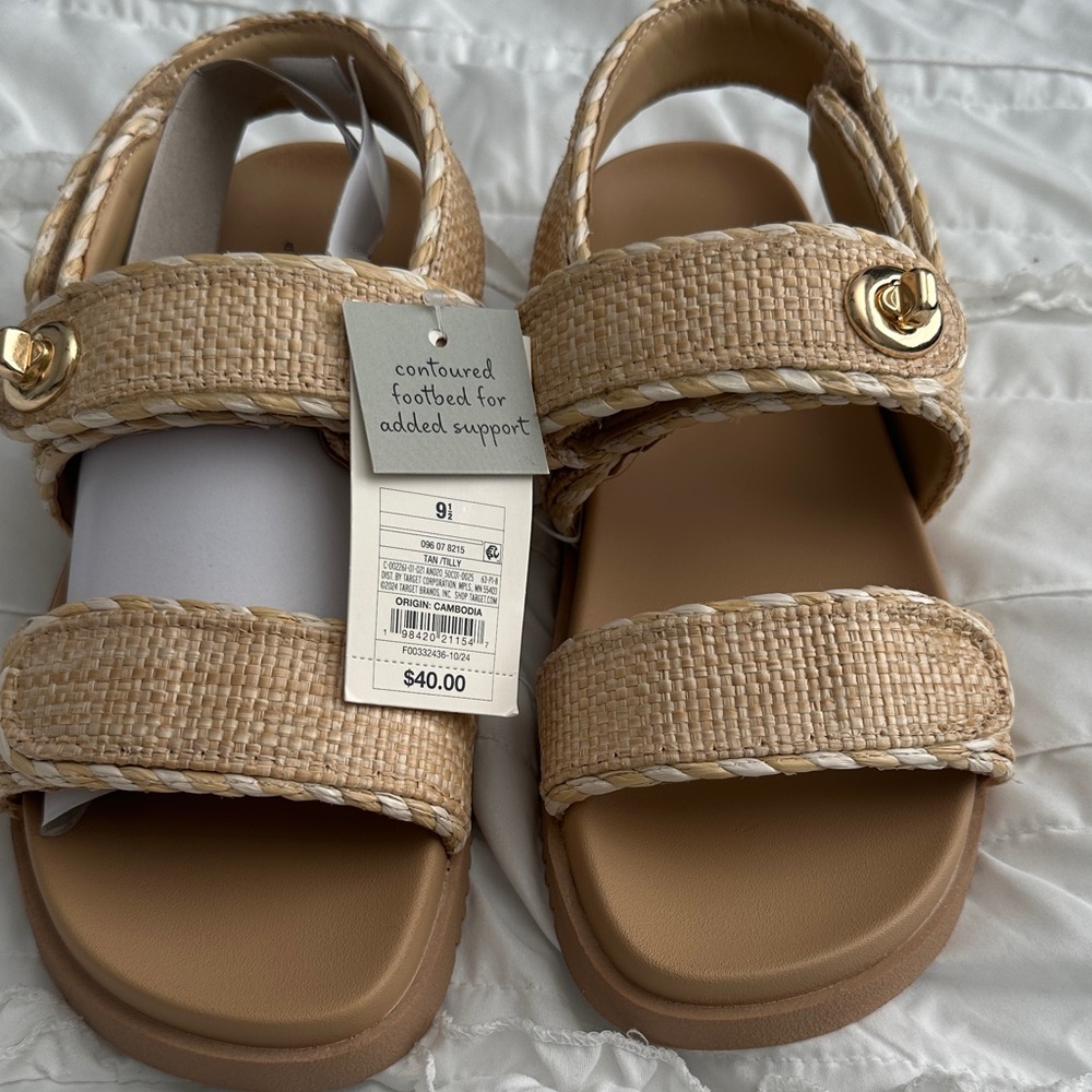 Target Tan Sandals with Cream Details